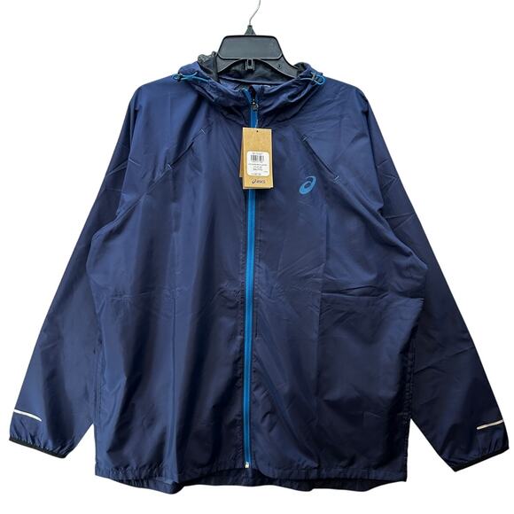 Asics Mens XXL Lite Show Mens Active Hooded Jacket Dark Blue - Picture 1 of 12
